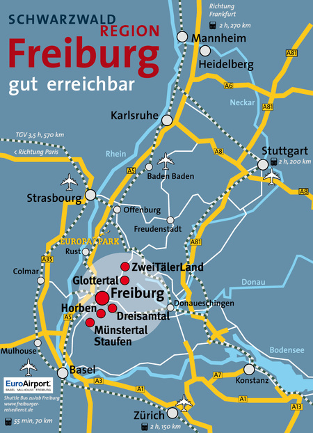 Anreise in die Schwarzwaldregion Freiburg